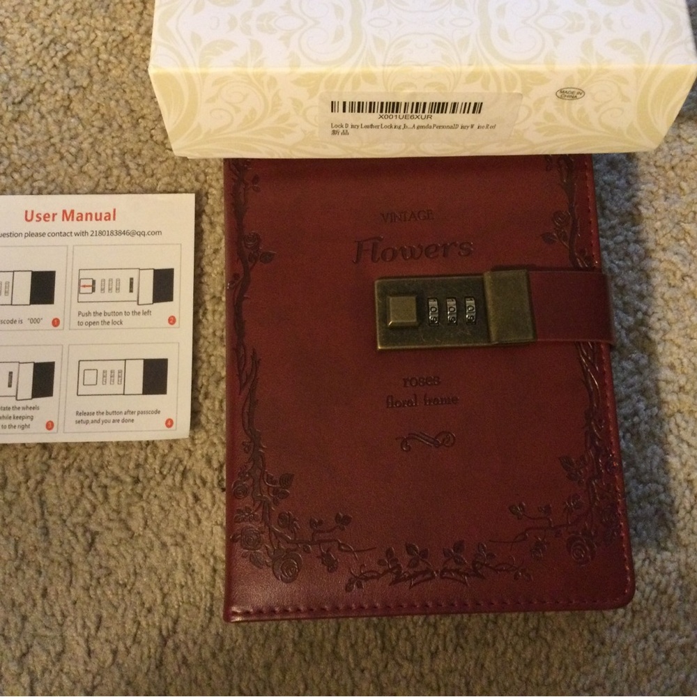 NIB Lock Diary PU Leather 200 Pages Notebook
